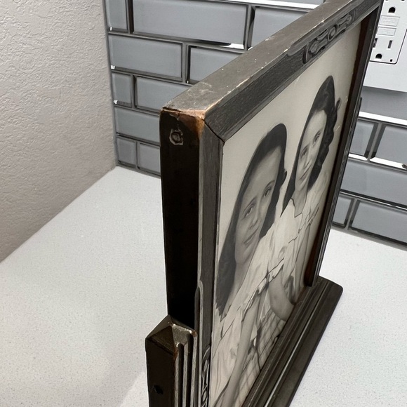 Vintage Art Deco Wood Swing Tilt Picture Frame 1930s Silver Gray - Picture 11 of 16